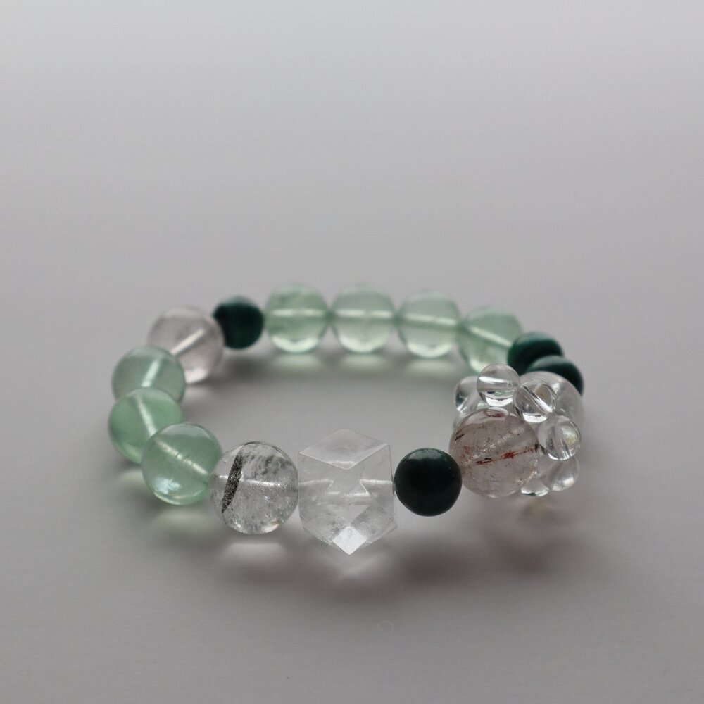 Handmade Green Red Phantom Quartz Malachite